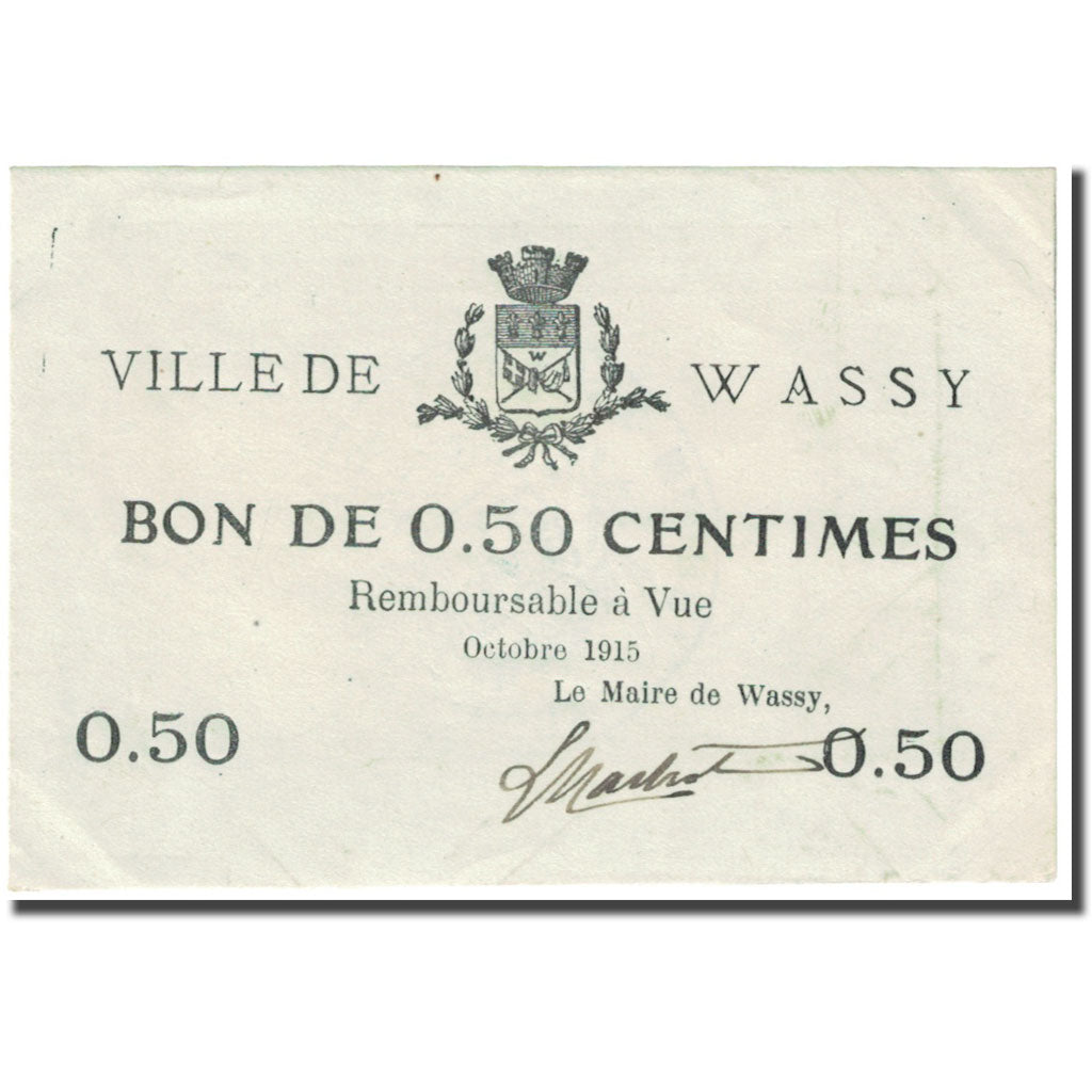 Francia, Wassy, 50 Centimes, 1915, Bon de, EBC, Pirot:52-33