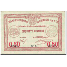 France, Boulogne-sur-Mer, 50 Centimes, 1914, Chambre de Commerce, SPL