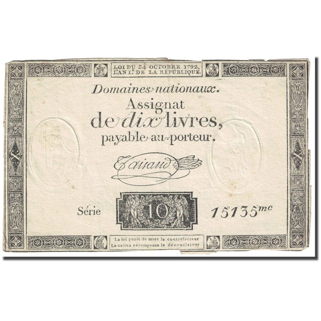 Francia, 10 Livres, 1792, Taisaud, L'an 1er de la République - (24 octobre