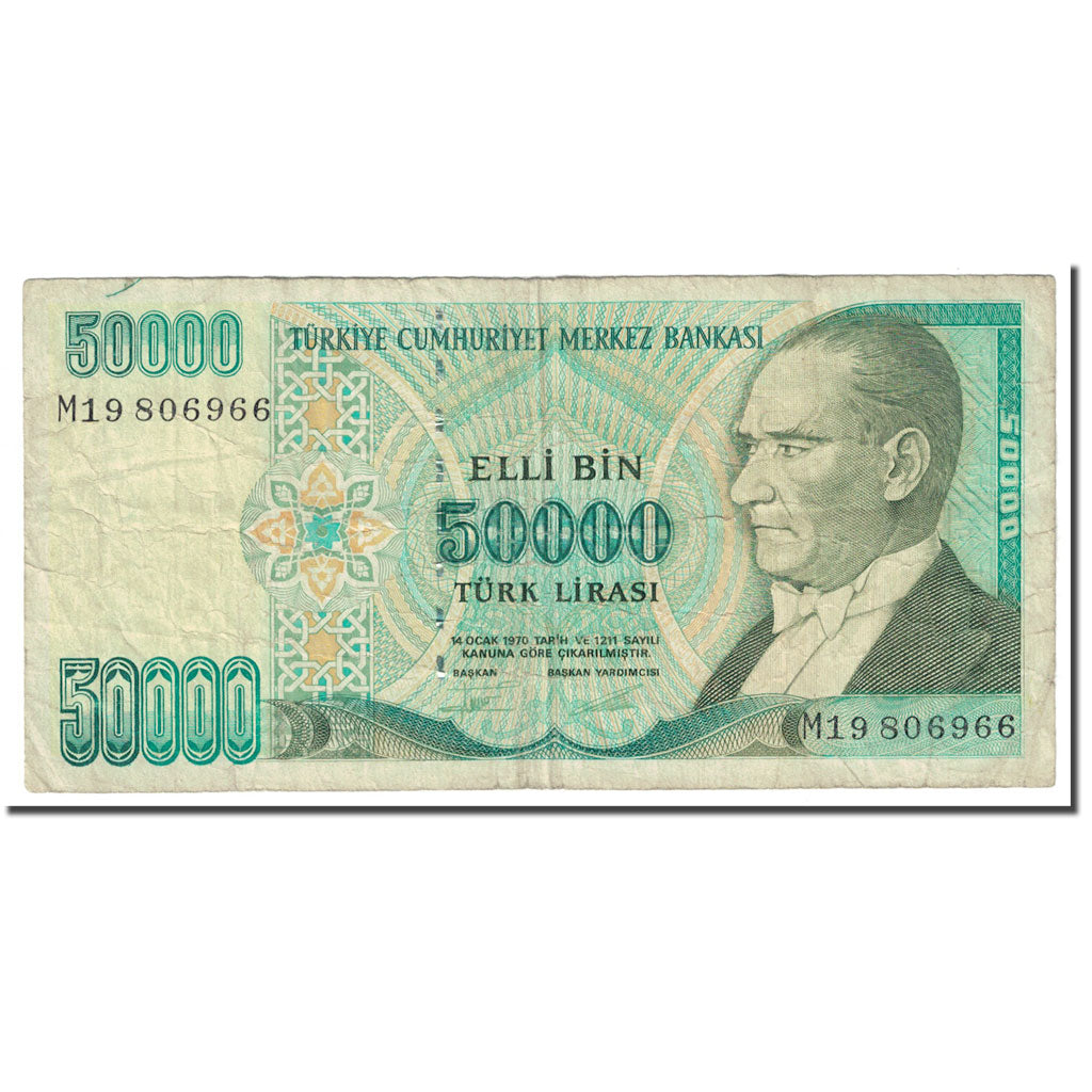 Billet, Turquie, 50,000 Lira, 1995, Old Date : 14.10..1970 (1995)., KM:204, B