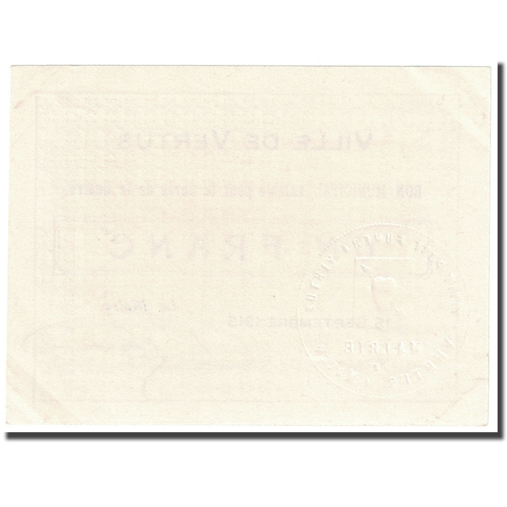 Frankrijk, Vertus, 1 Franc, 1915, Bon Municipal., SUP, Pirot:51-52