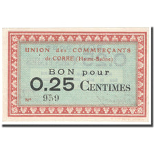 France, Corre, 25 Centimes, Union des Commerçants / Bon pour, AU(55-58)
