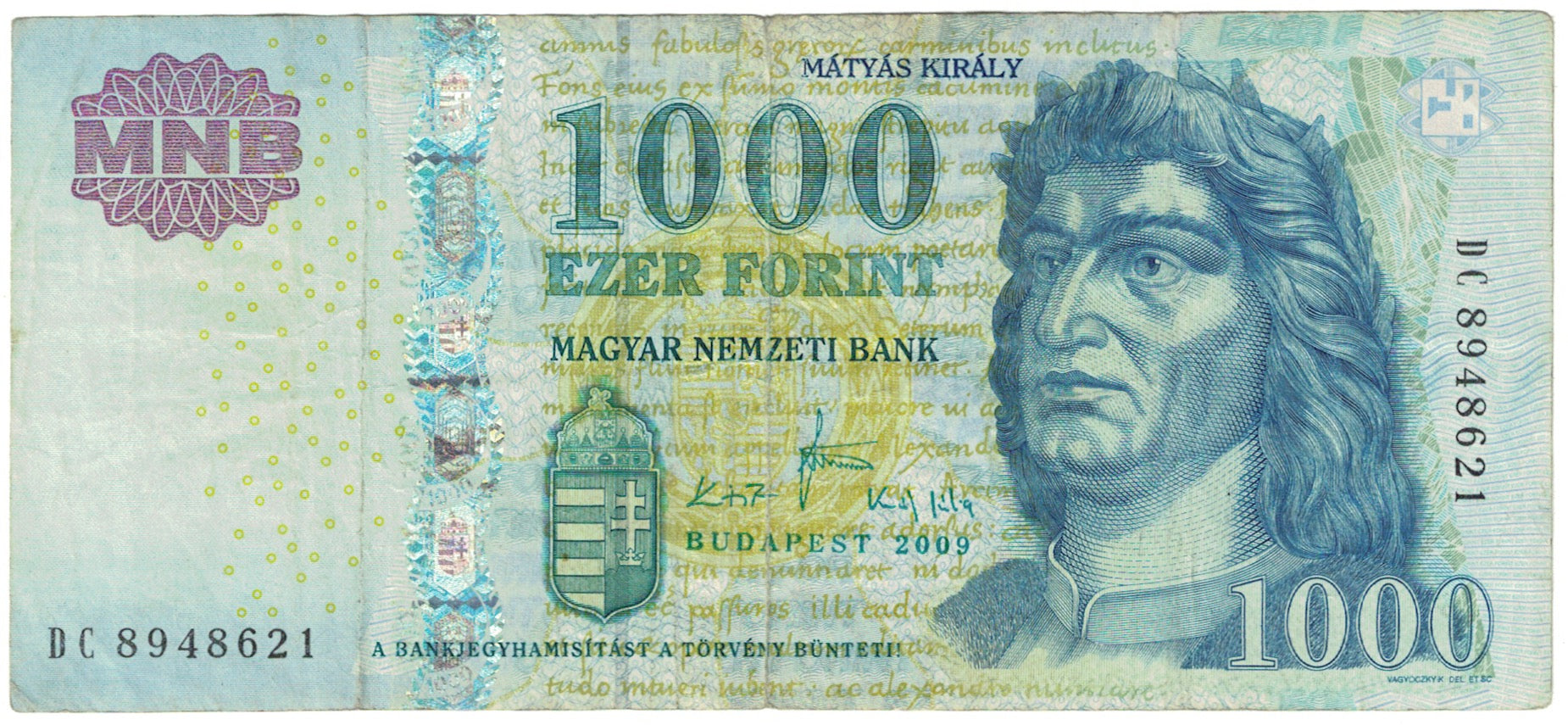 Nota, Hungria, 1000 Forint, 2009, KM:197a, EF(40-45)
