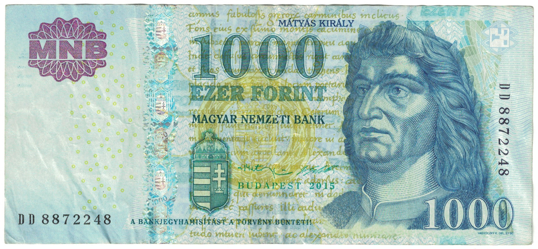 Nota, Hungria, 1000 Forint, 2015, EF(40-45)