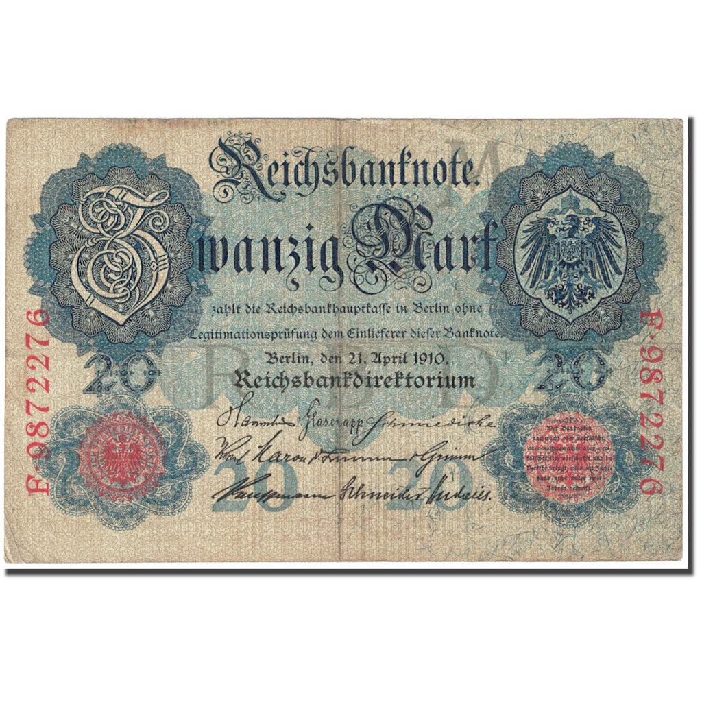 Billet, Allemagne, 20 Mark, 1910, 1910-04-21, KM:40b, TTB