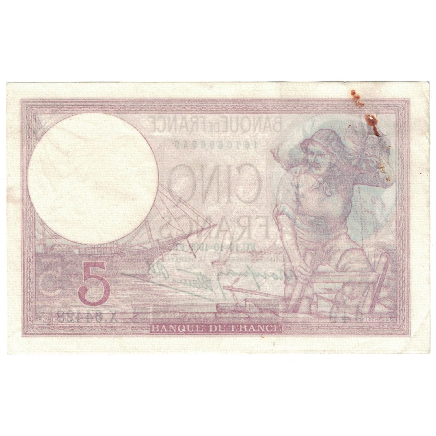 Francia, 5 Francs, 1939, 1939-10-19, BB, Fayette:4.12, KM:83