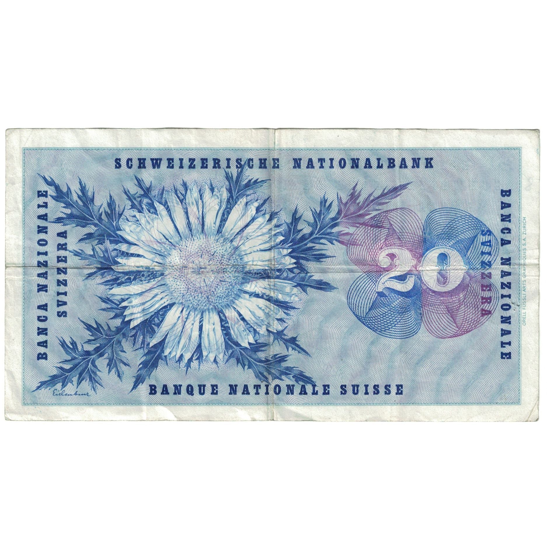 Nota, Suíça, 20 Franken, 1968, 1968-05-15, KM:46p, VF(20-25)