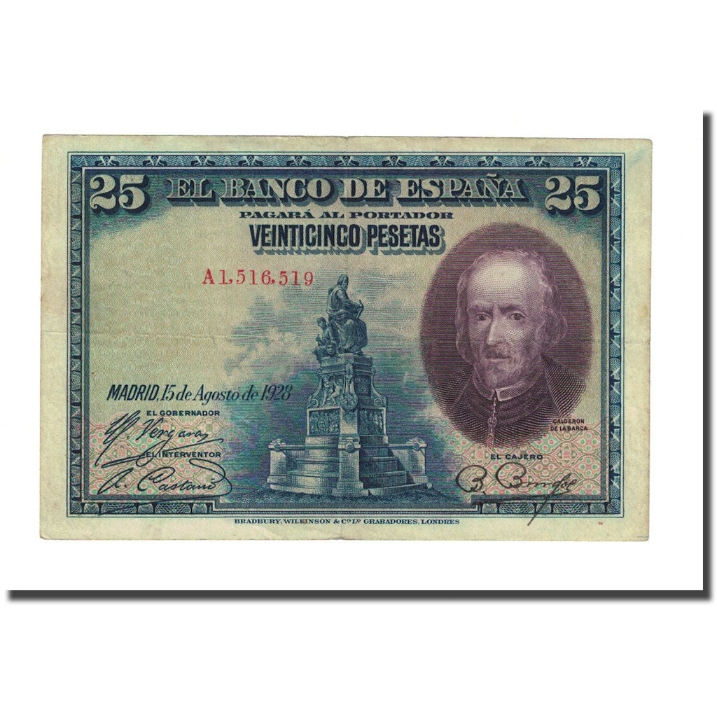 Banknote, Spain, 25 Pesetas, 1928, 1937-10-15, KM:71a, AU(55-58)