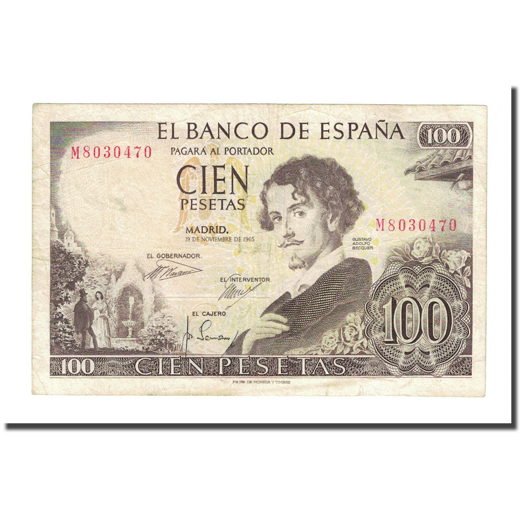 Banknote, Spain, 100 Pesetas, 1965, 1965-11-19, KM:150, AU(55-58)