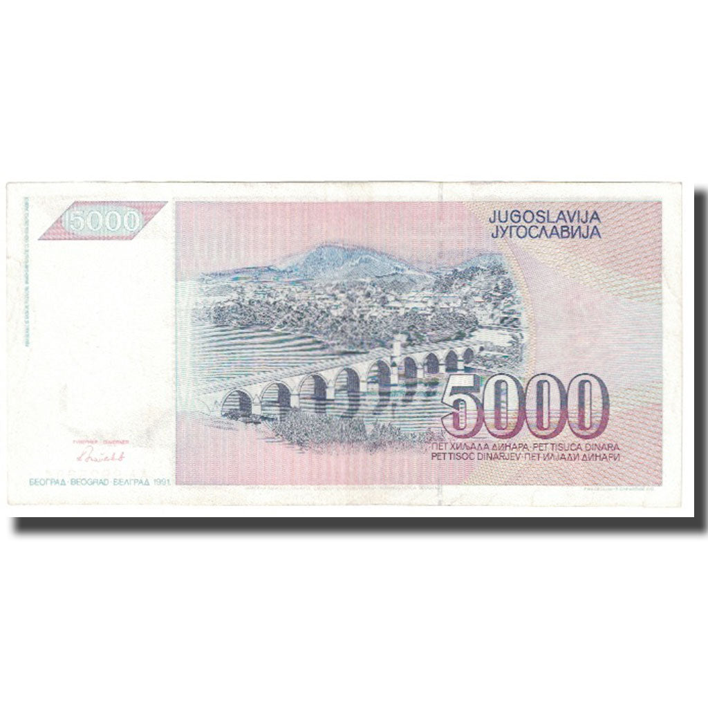 Banknote, Yugoslavia, 5000 Dinara, 1991, KM:111, AU(55-58)