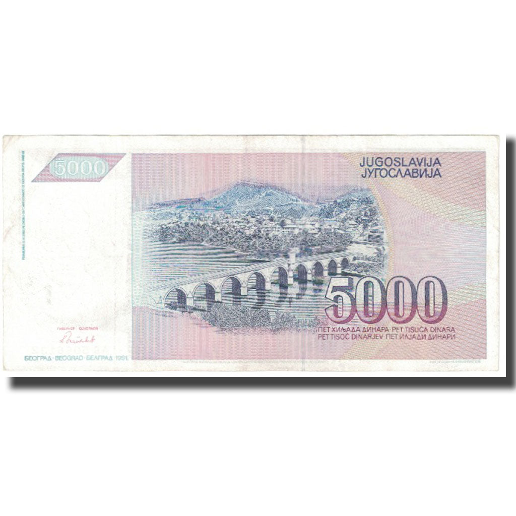 Banknote, Yugoslavia, 5000 Dinara, 1991, KM:111, AU(55-58)