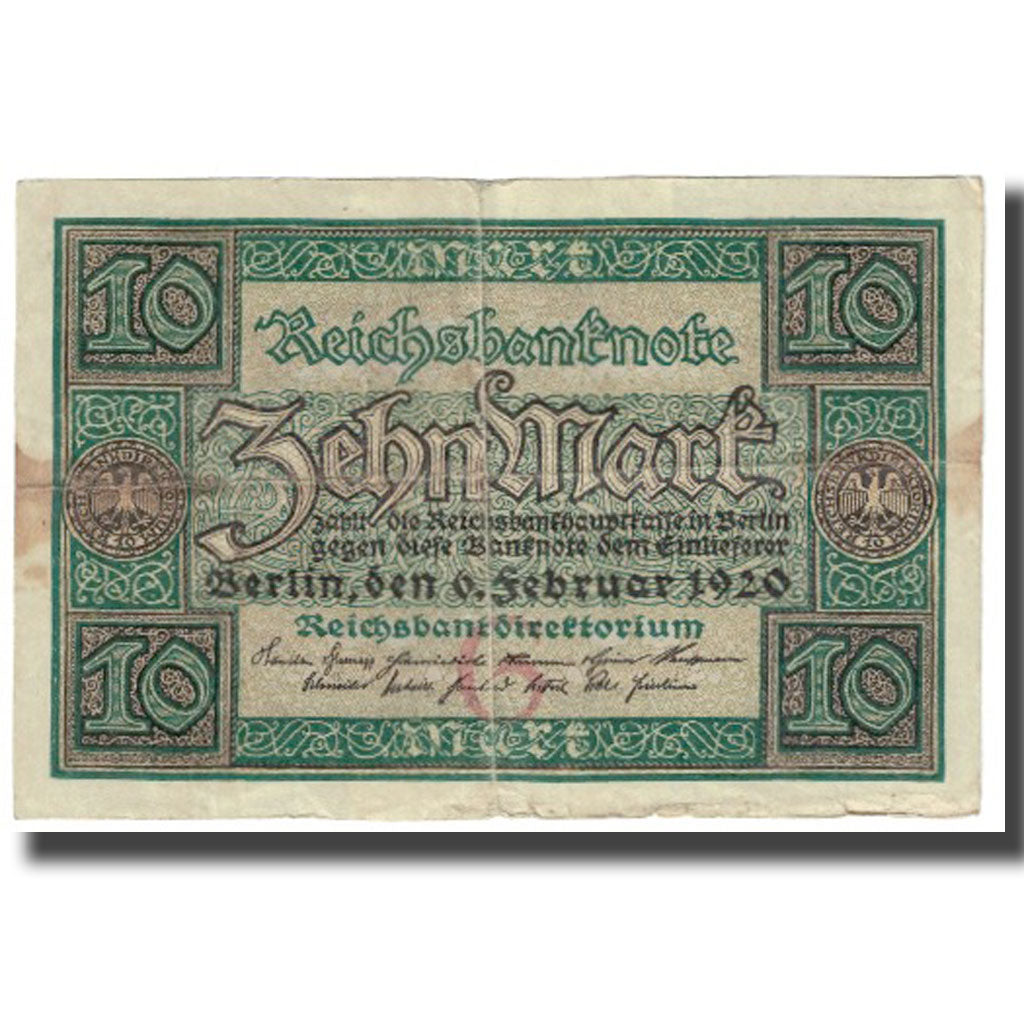 Geldschein, Deutschland, 10 Mark, 1920, 1920-02-06, KM:67b, SS