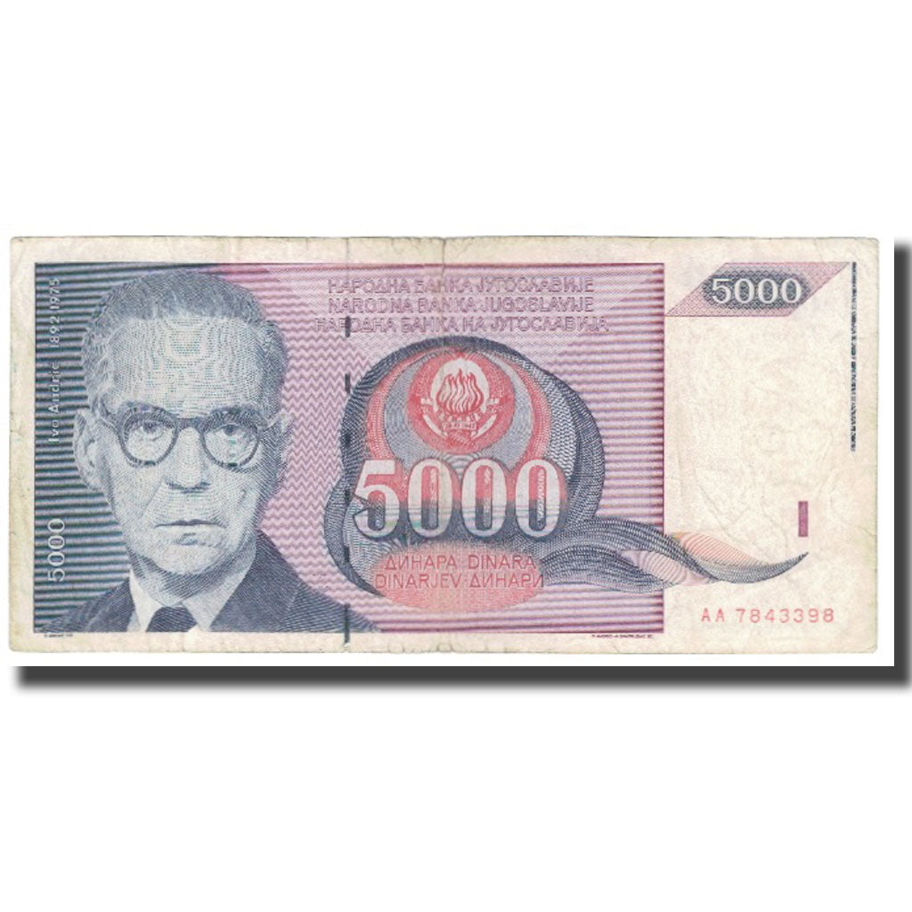 Billete, 5000 Dinara, 1991, Yugoslavia, KM:111, BC