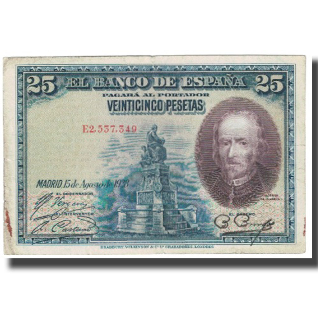 Banconote, Spagna, 25 Pesetas, 1928, 1928-08-15, KM:74a, MB