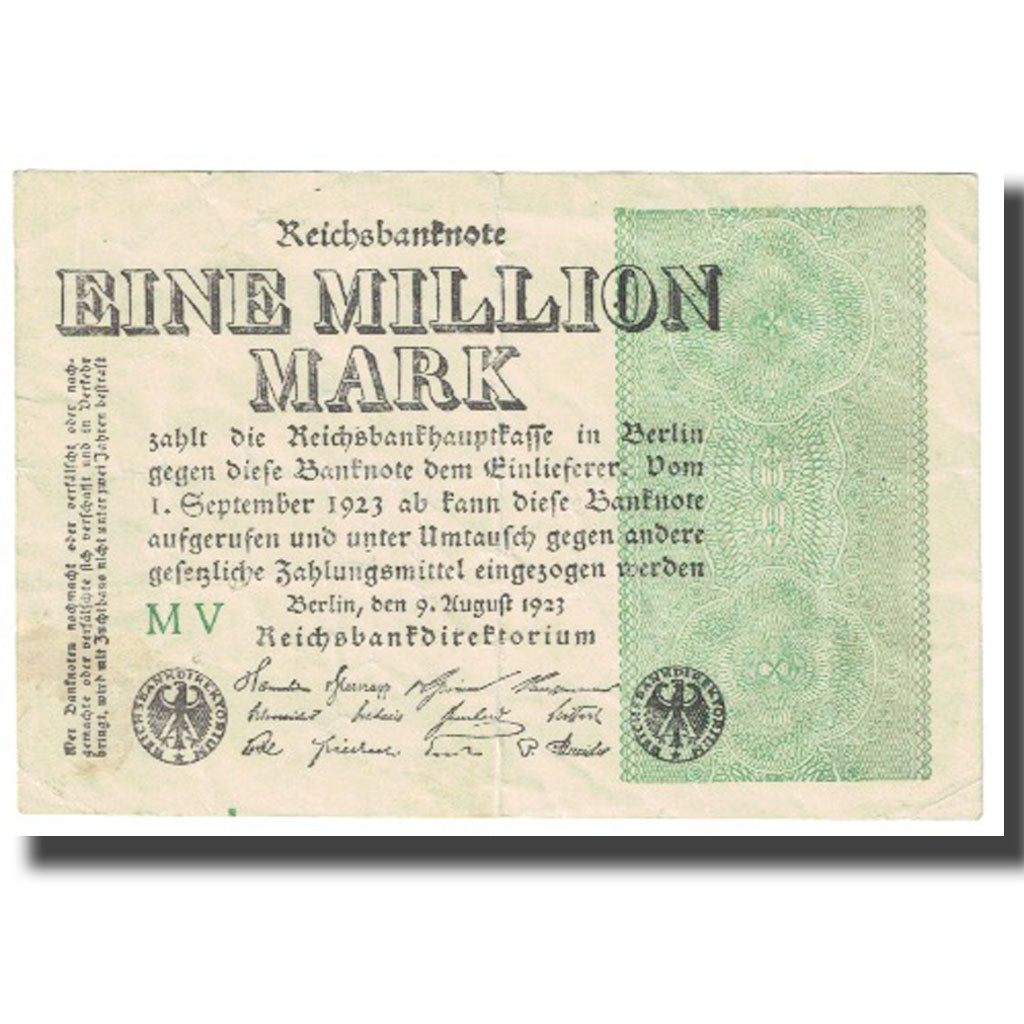 Banknot, Niemcy, 1 Million Mark, 1923, 1923-08-09, KM:102a, EF(40-45)