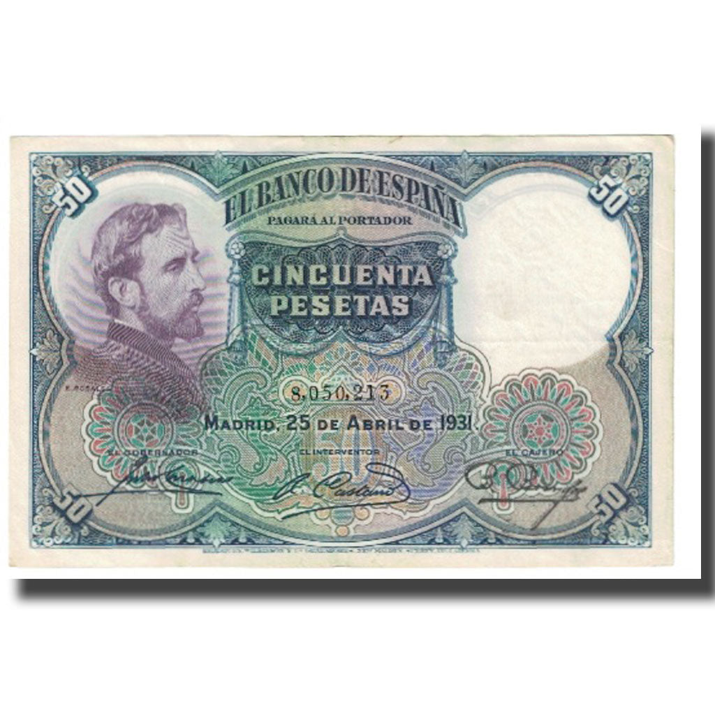 Banknote, Spain, 50 Pesetas, 1931, 1931-04-25, KM:82, EF(40-45)