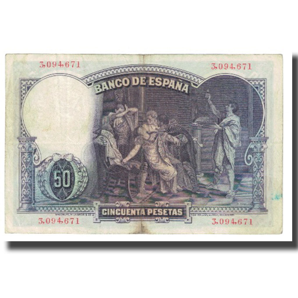 Banknote, Spain, 50 Pesetas, 1931, 1931-04-25, KM:82, EF(40-45)