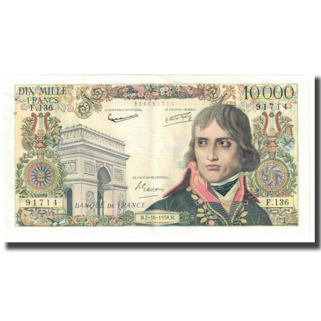 Francja, 10,000 Francs, Bonaparte, 1958, J. Belin, G. Gouin d'Ambrieres and P.