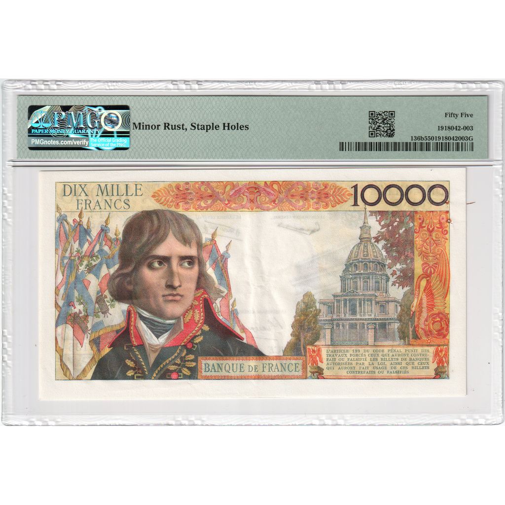 France, 10,000 Francs, Bonaparte, 1958-10-02, F.136, AU(55-58)
