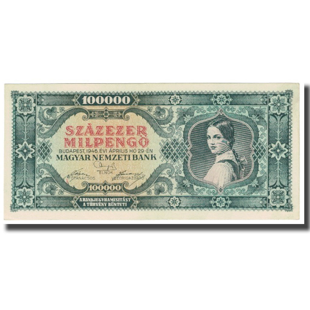Banknote, Hungary, 100,000 Milpengö, 1946, 1946-04-29, KM:127, EF(40-45)