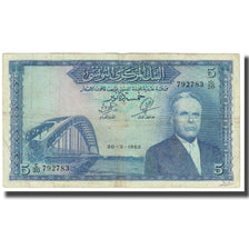 Banconote, Tunisia, 5 Dinars, 1962, 1962-03-20, KM:61, MB