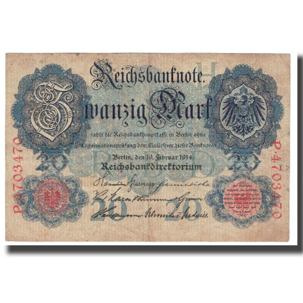 Banknote, Germany, 20 Mark, 1914, 1914-02-19, KM:46b, EF(40-45)