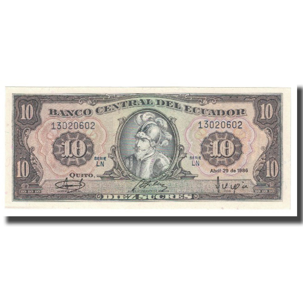 Geldschein, Ecuador, 10 Sucres, 1986, 1986-04-29, KM:121, UNZ