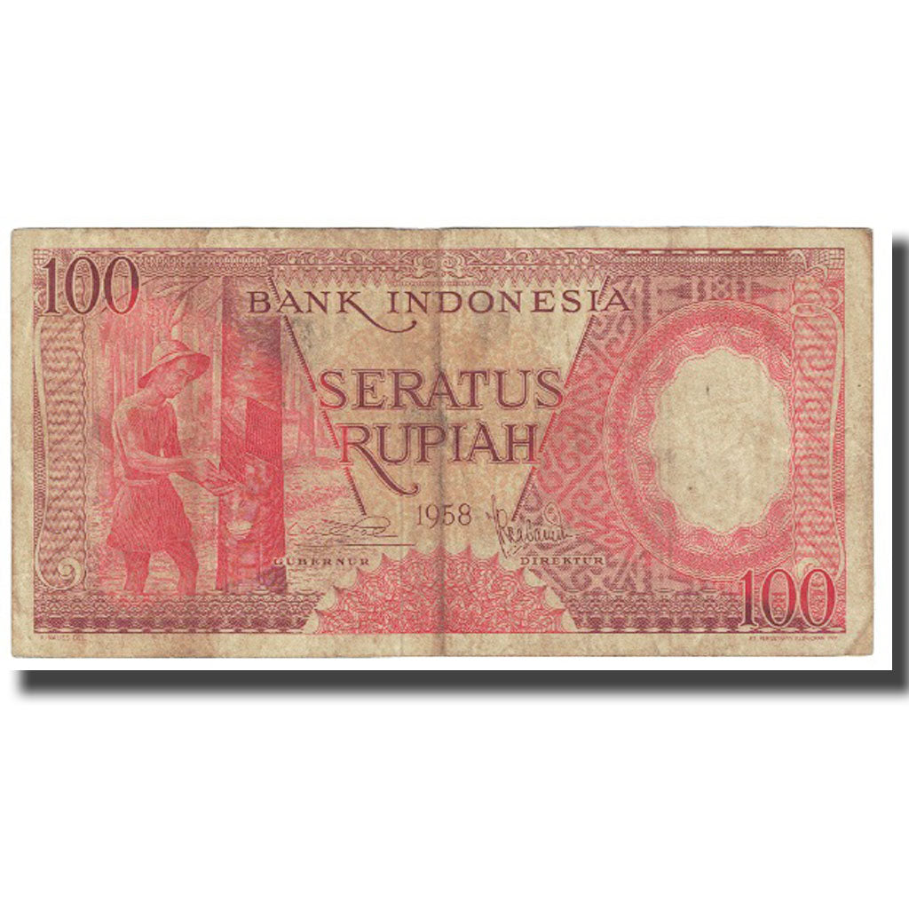 Banknote, Indonesia, 100 Rupiah, 1958, KM:59, VF(20-25)