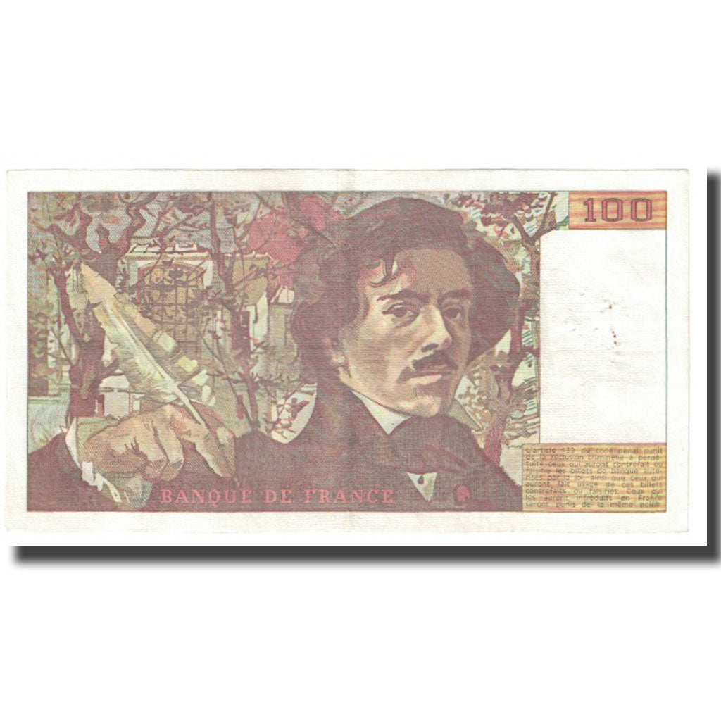 França, 100 Francs, Delacroix, 1980, P. A.Strohl-G.Bouchet-J.J.Tronche, 1980