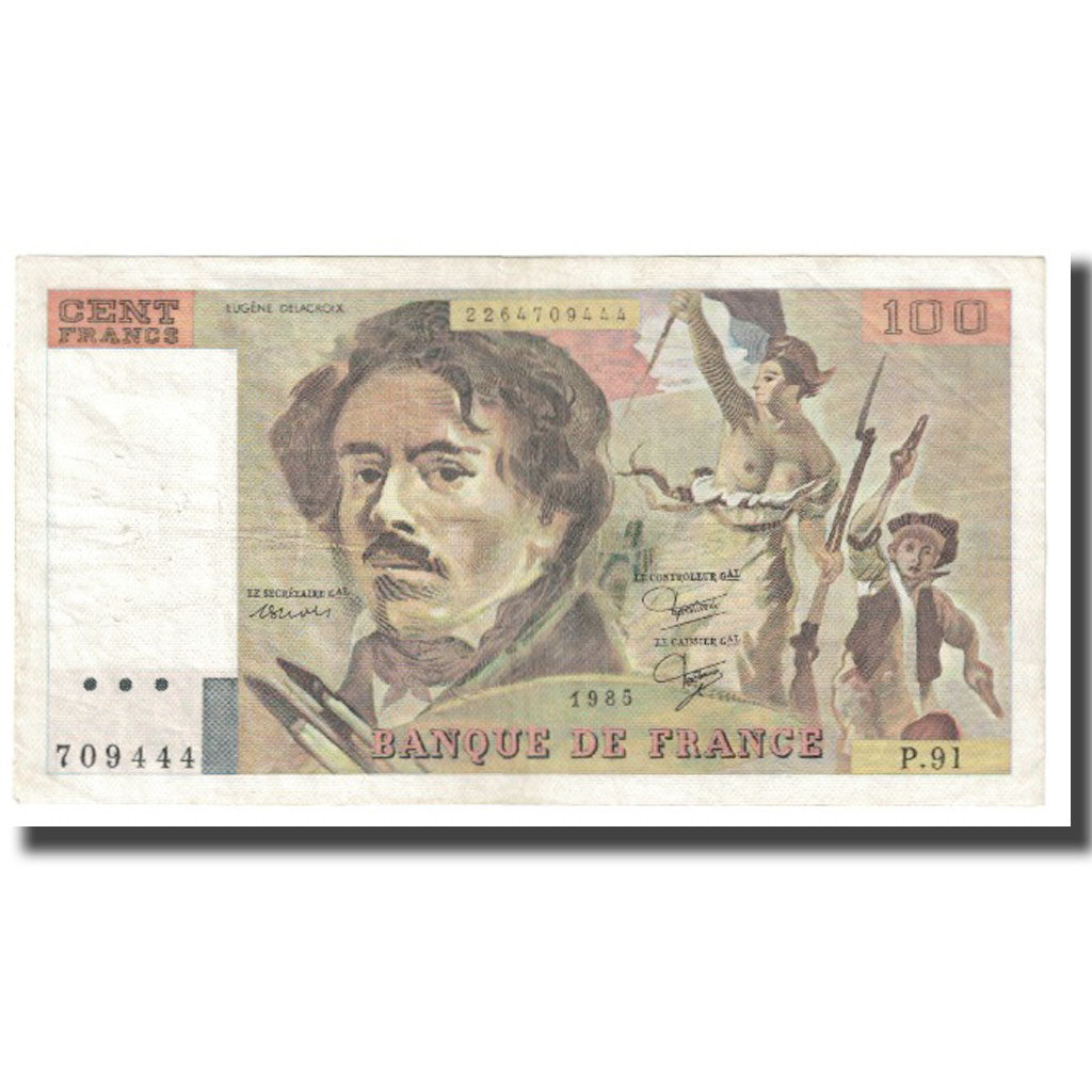 France, 100 Francs, Delacroix, 1985, P. A.Strohl-G.Bouchet-J.J.Tronche, 1985