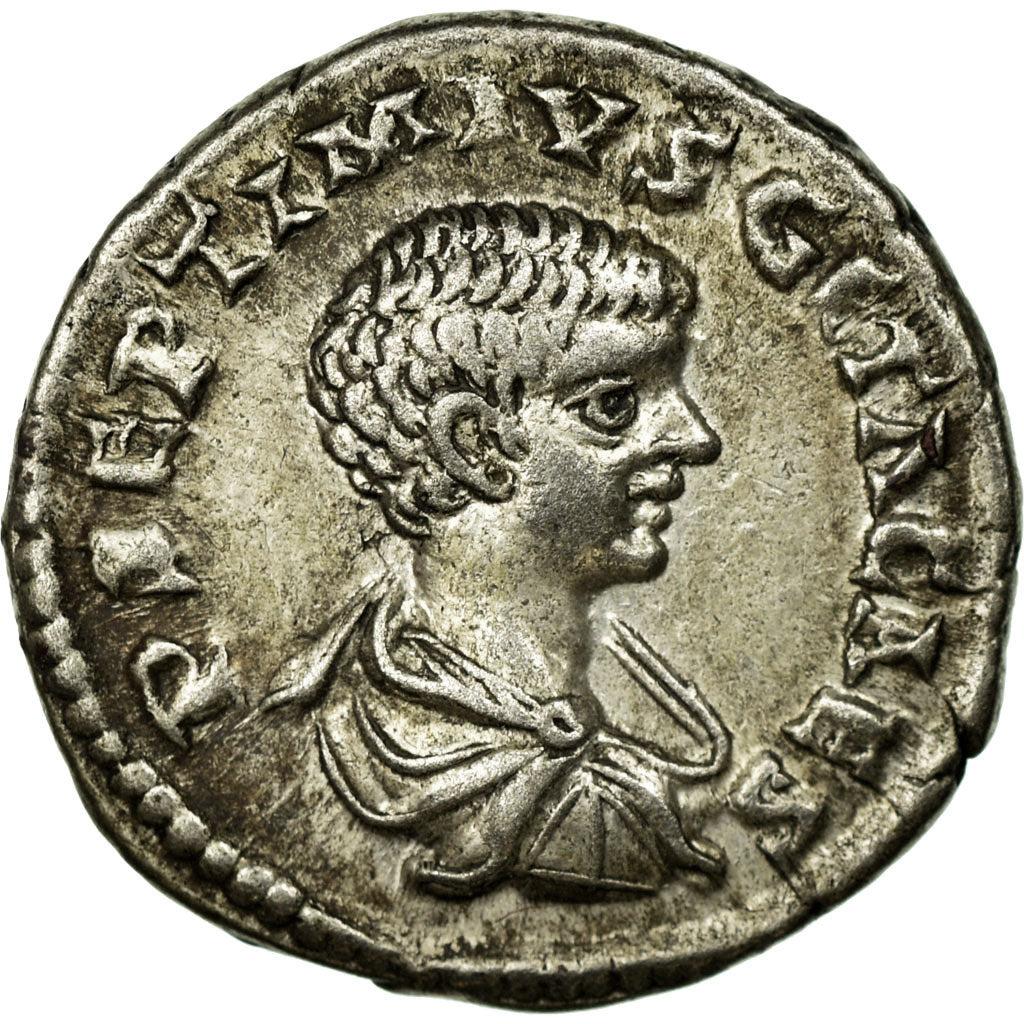 Geta, Denarius, Srebro, AU(55-58), Cohen:83