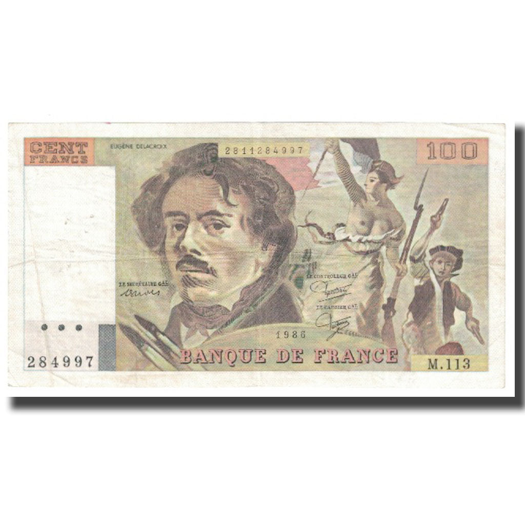 France, 100 Francs, Delacroix, 1986, STROHL TRONCHE DENTAUD, EF(40-45)