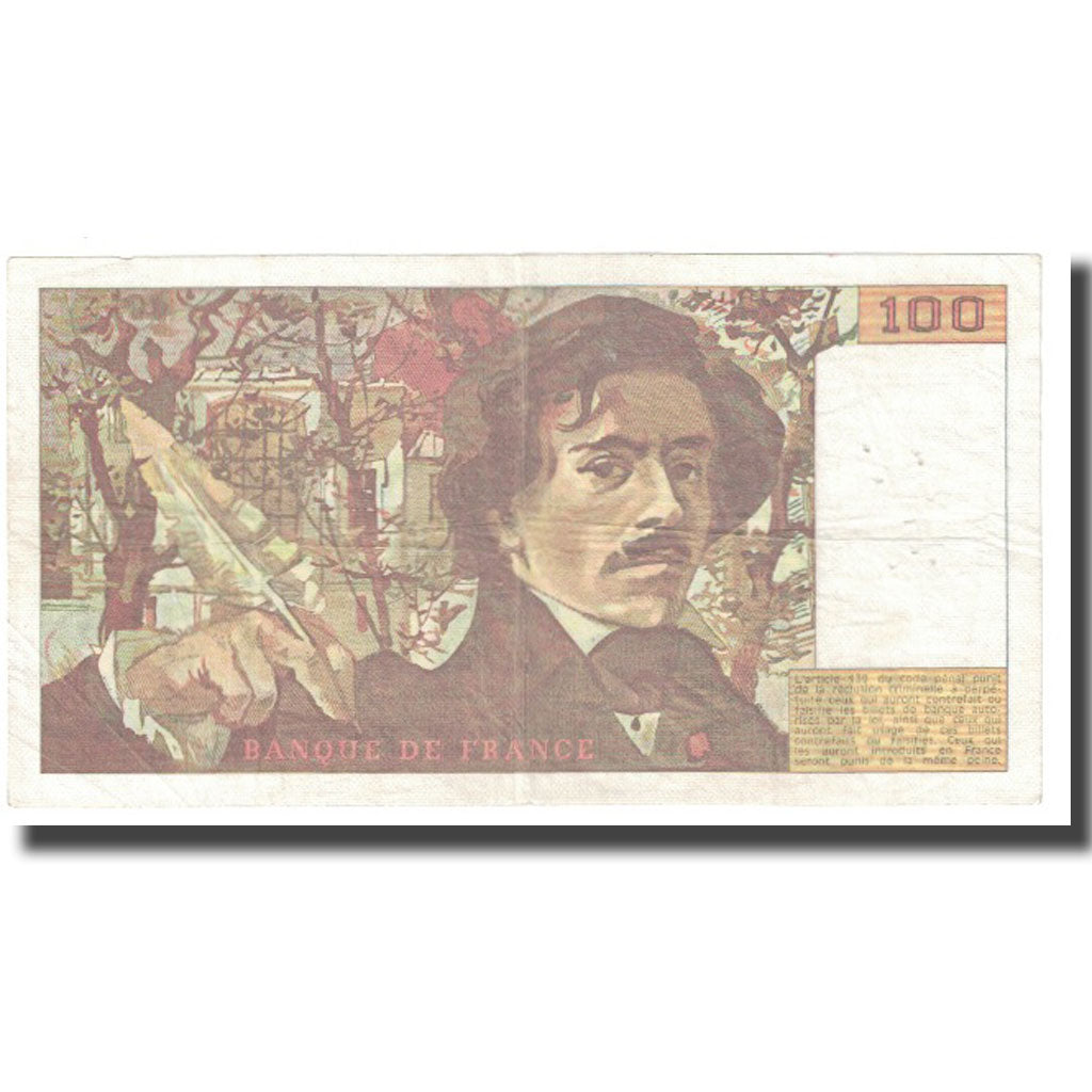 France, 100 Francs, Delacroix, 1986, STROHL TRONCHE DENTAUD, EF(40-45)