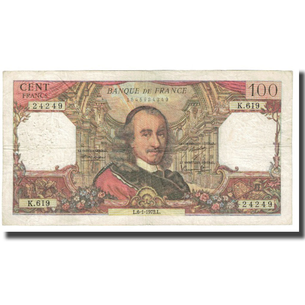 França, 100 Francs, Corneille, 1968, R.Tondu-G.Bouchet-H.Morant, 1968-11-07