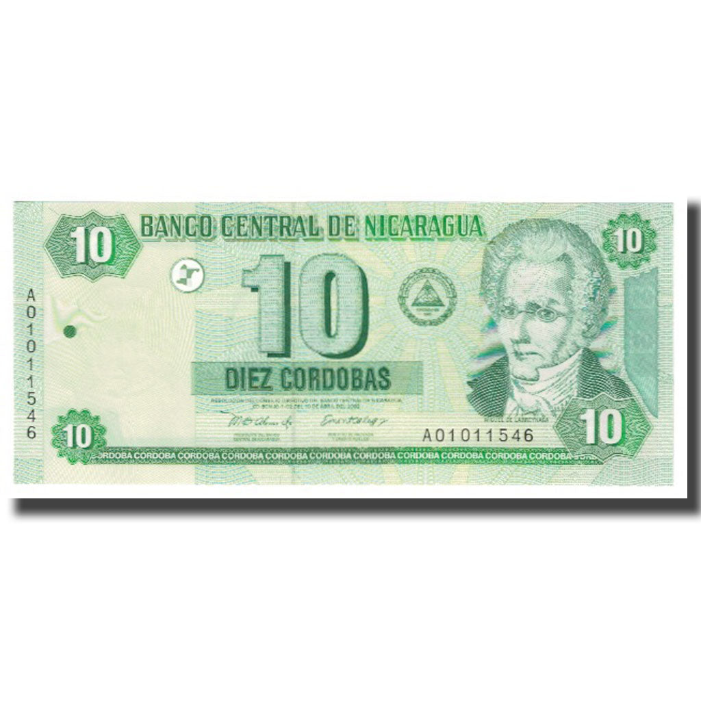 Nota, Nicarágua, 10 Cordobas, 2002, 2002-04-10, KM:191, UNC(65-70)