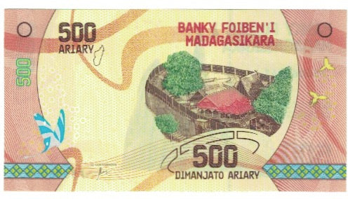 Nota, Madagáscar, 500 Ariary, UNC(65-70)