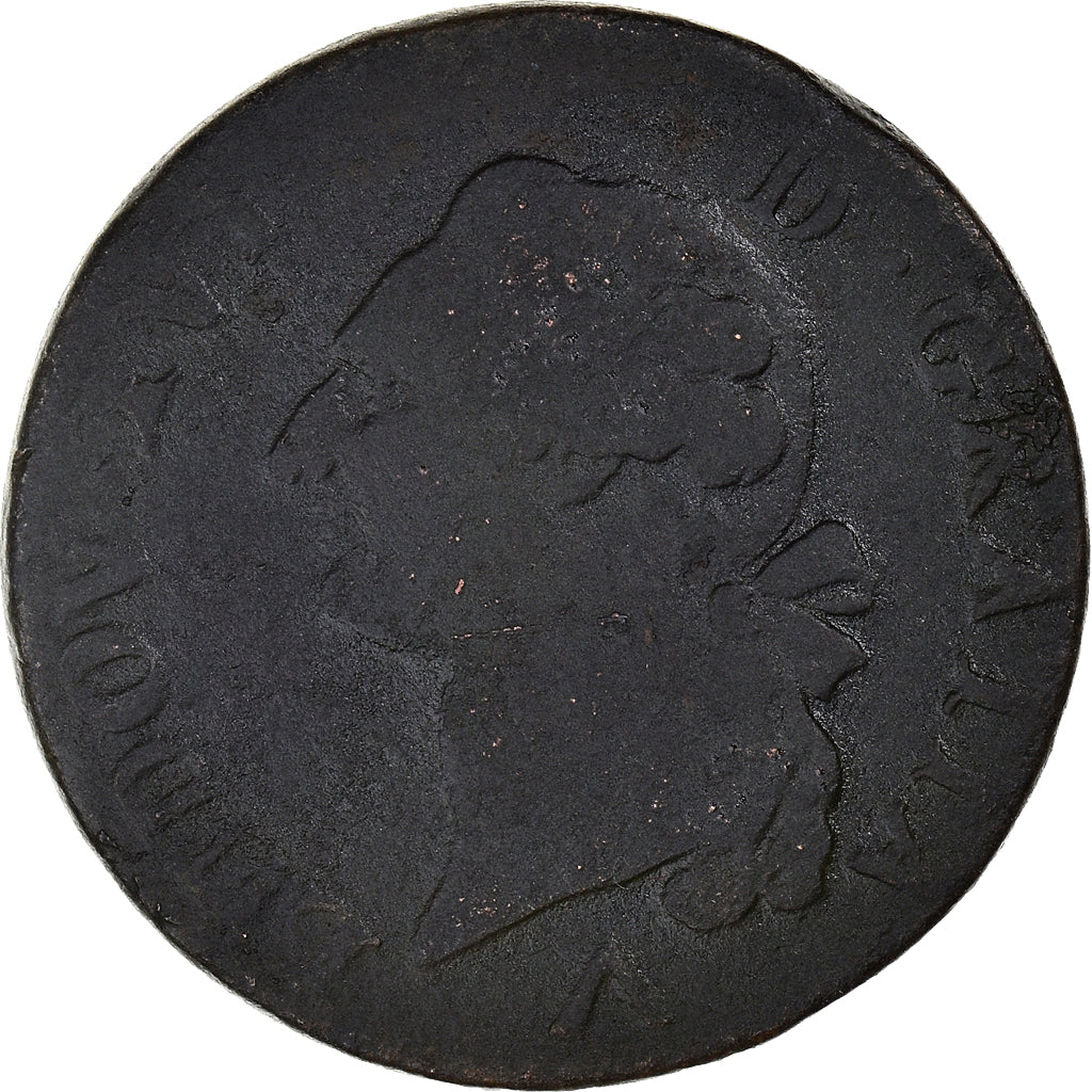 Moneta, Francja, Louis XVI, Sol, 1779, Lille, VF(30-35), Miedź, KM:578.16