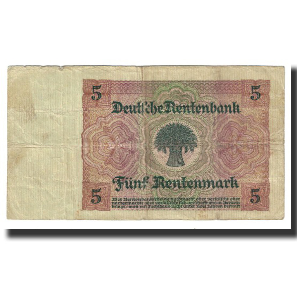 Geldschein, Deutschland, 5 Rentenmark, 1926, 1926-01-02, KM:169, S