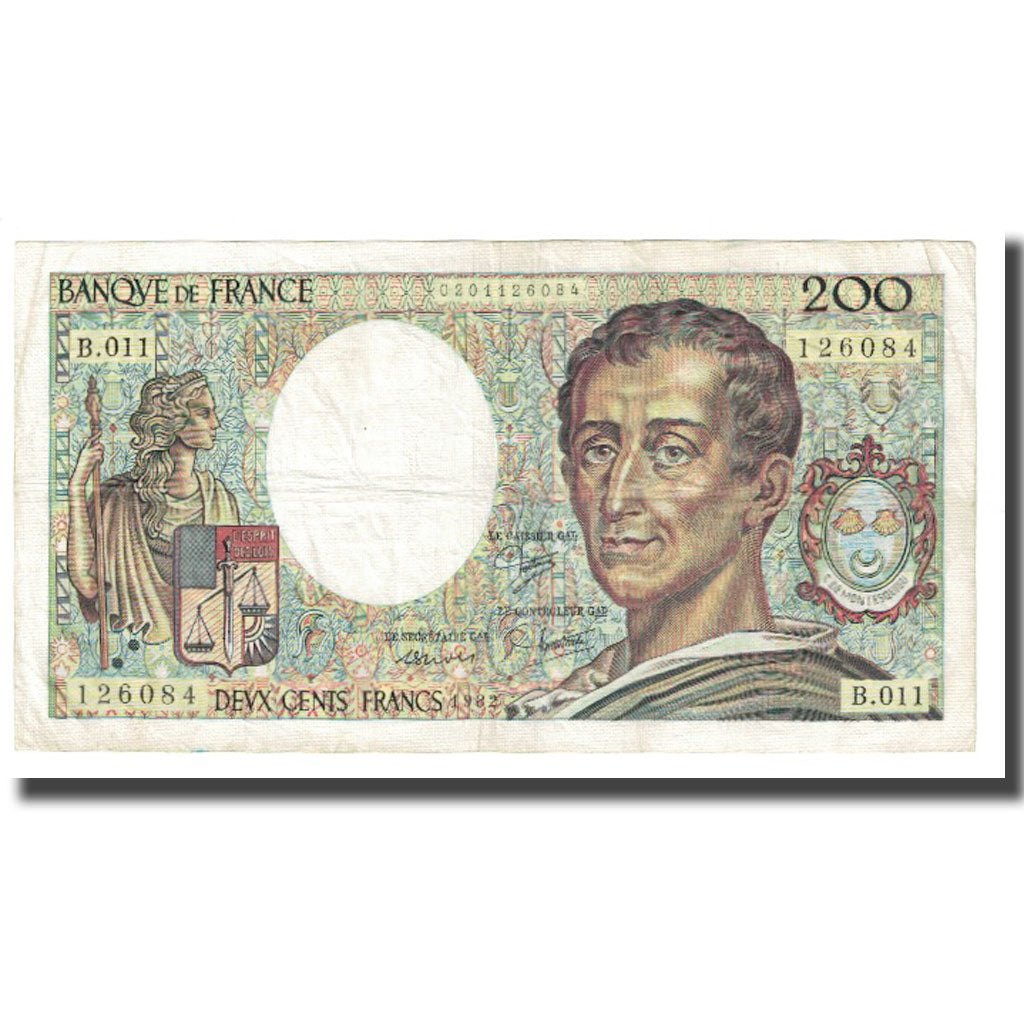 France, 200 Francs, Montesquieu, 1983, BRUNEEL BONNARDIN CHARRIAU, VF(30-35)
