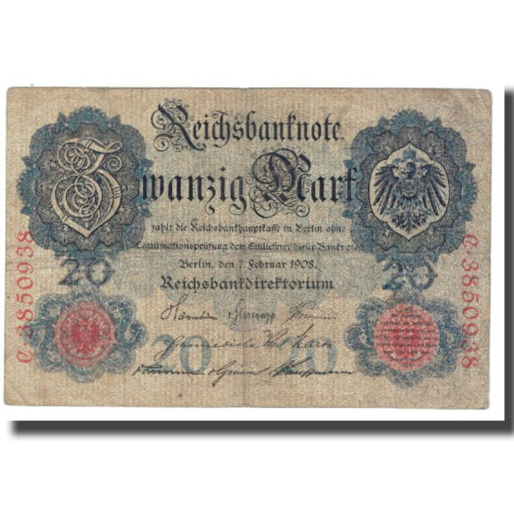 Banconote, Germania, 20 Mark, 1908, 1908-02-07, KM:31, MB