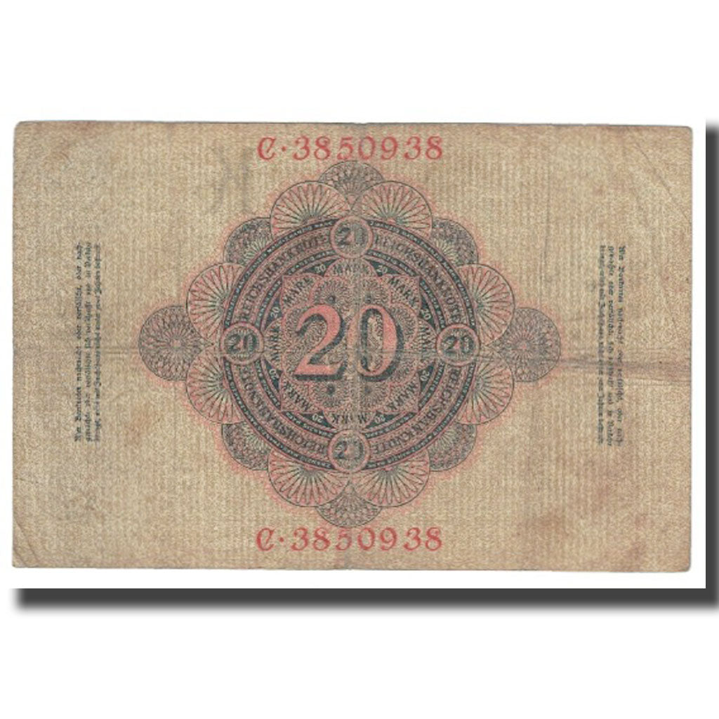 Banconote, Germania, 20 Mark, 1908, 1908-02-07, KM:31, MB