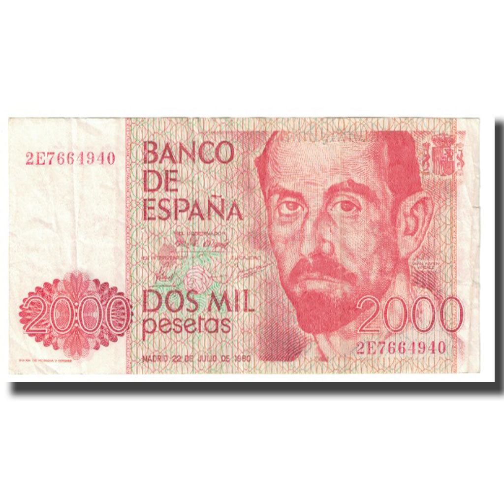 Billet, Espagne, 2000 Pesetas, 1980, 1980-07-22, KM:159, TTB