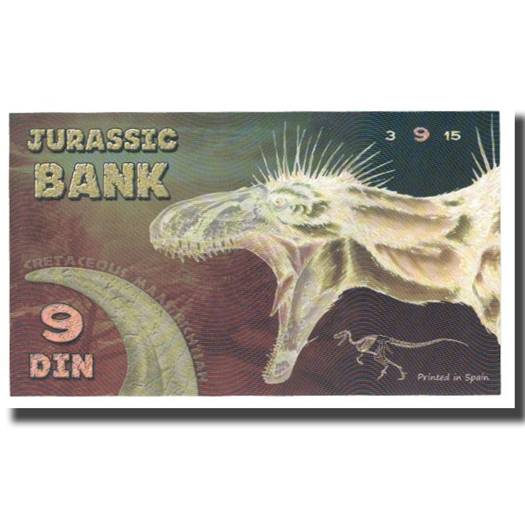 Billete, Tourist Banknote, 2015, España, JURASSIC BANK 9 DIN, UNC