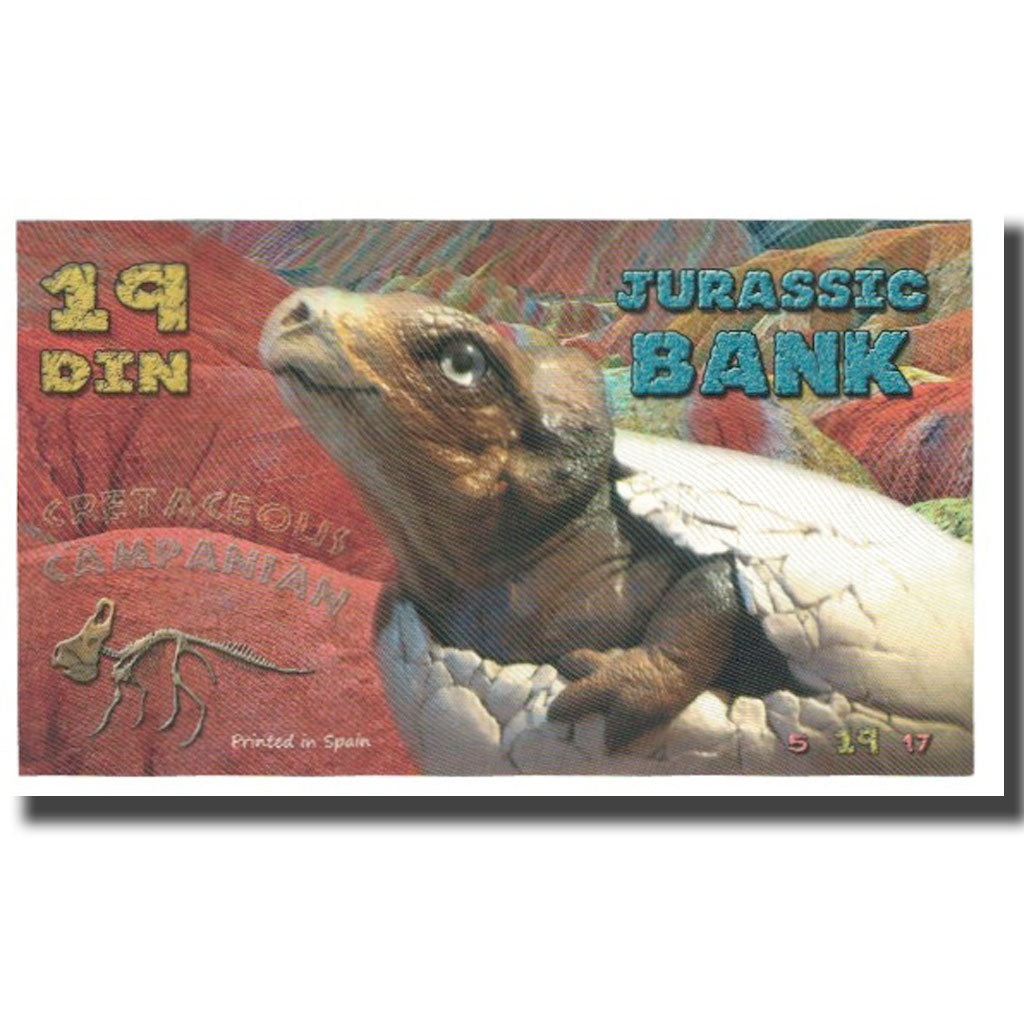 Biljet, Spanje, Tourist Banknote, 2015, JURASSIC BANK 19 DIN, NIEUW