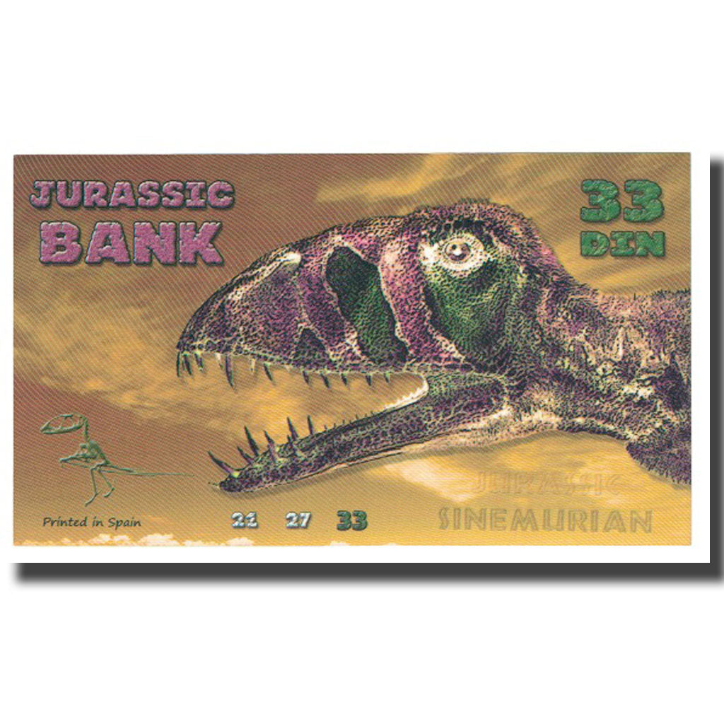 Banknote, Spain, Tourist Banknote, 2015, JURASSIC BANK 33 DIN, UNC(65-70)
