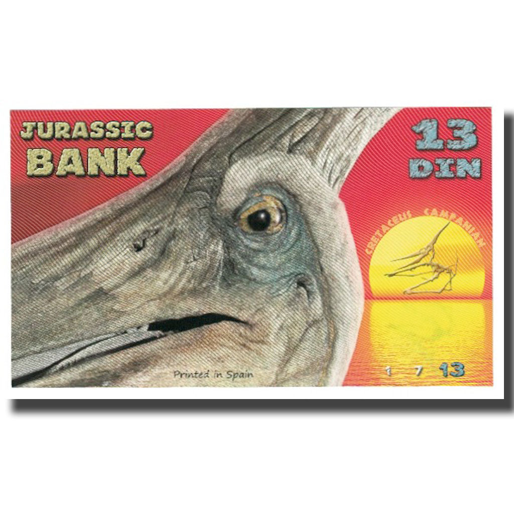 Banknote, Spain, Tourist Banknote, 2015, JURASSIC BANK 13 DIN, UNC(65-70)