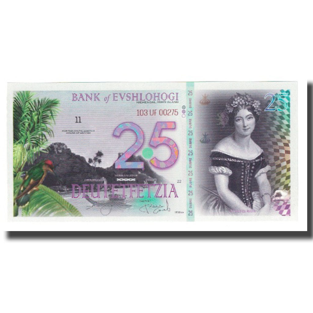 Banknot, Serbia, Tourist Banknote, 2018, Undated, 25 DUBRE BANK OF EVSHLOHOGI