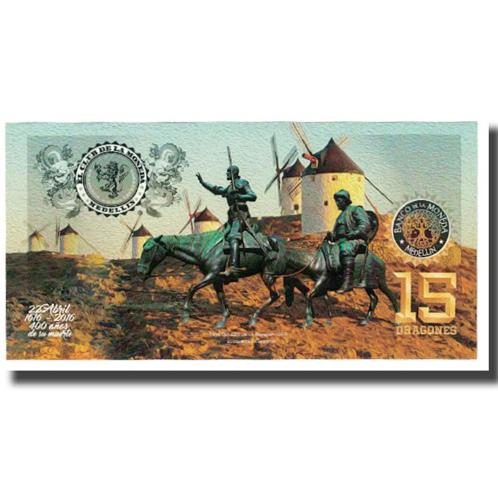 Geldschein, Kolumbien, Tourist Banknote, 15 DRAGONES EL CLUB DE LA MONEDA