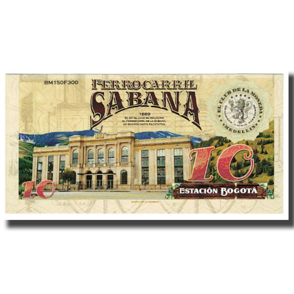 Banconote, Colombia, Tourist Banknote, 10 CAFETEROS THE COFFE RAILROAD COMPANY