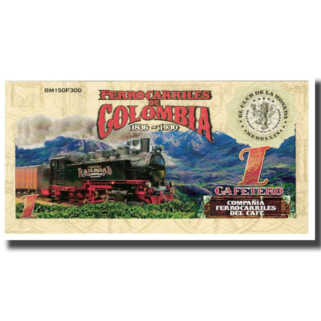 Banknote, Colombia, Tourist Banknote, 1 CAFETEROS THE COFFE RAILROAD COMPANY